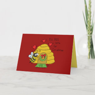 I'll Bee Home for Christmas Cute Holiday Card