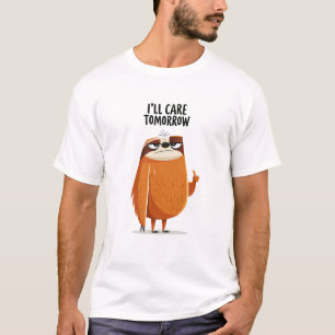 Ill Care Tomorrow Funny Lazy Sloth Character Gift T-Shirt
