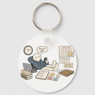 I'll Do It Later Funny Procrastination Meme Keychain