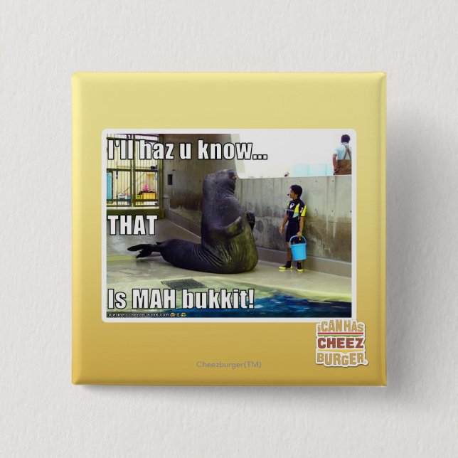 I'll haz u know 2 inch square button (Front)