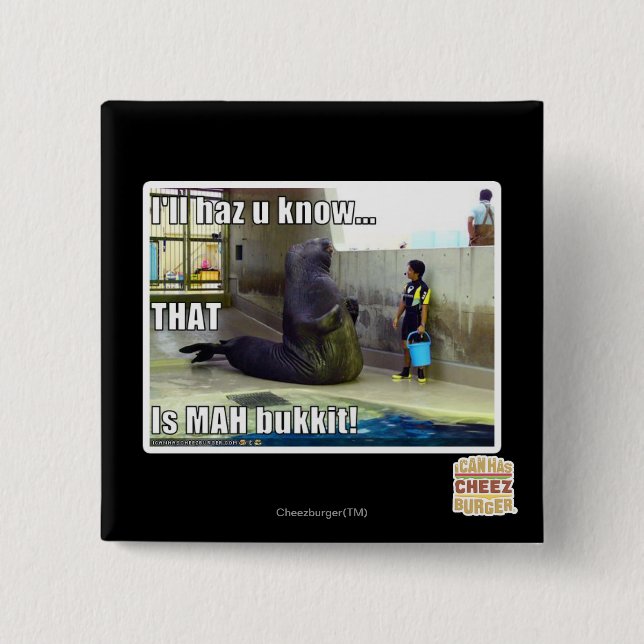 I'll haz u know 2 inch square button (Front)