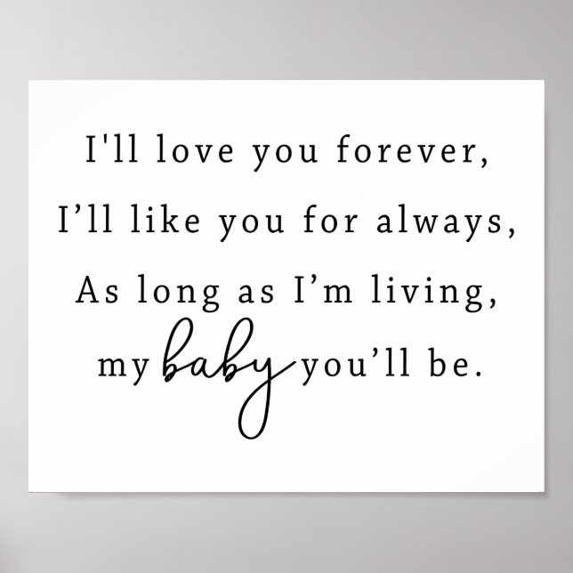I'll Love Your Forever I'll Like You For Always Poster (Front)
