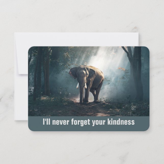I'll Never Forget Your Kindness Elephant Thank You Card (Front)