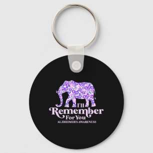 Ill Remember For Alzheimers Awareness Elephant Keychain