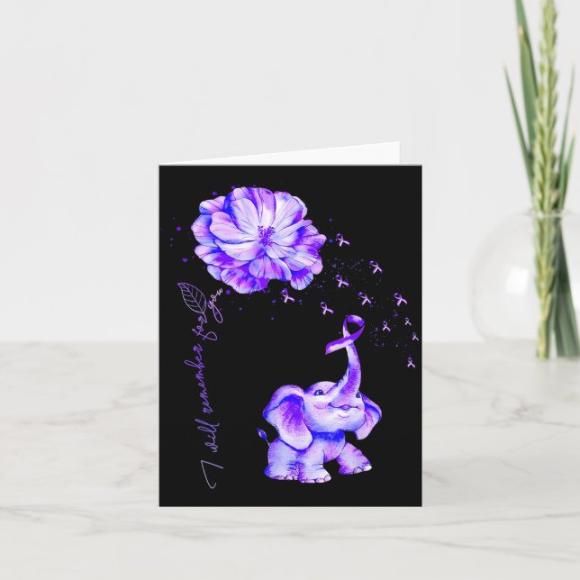 Ill Remember for Purple Elephant Alzheimers Card (Front)