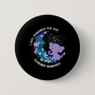 I'll remember for you Alzheimer Awareness Elephant 2 Inch Round Button