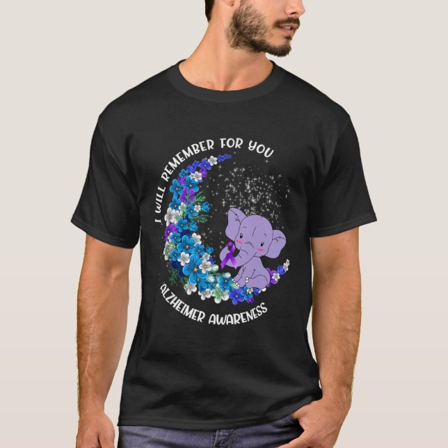 I'll remember for you Alzheimer Awareness Elephant T-Shirt (Front)