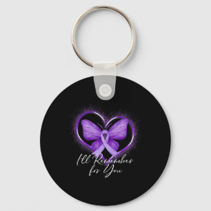 I'll Remember For You Alzheimer's Awareness Purple Keychain