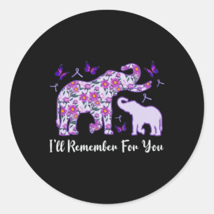 I'll Remember For You Purple Elephant Heimerheimer Classic Round Sticker