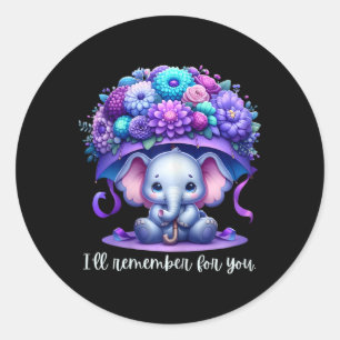 I'll Remember For You Purple Elephant Heimerheimer Classic Round Sticker