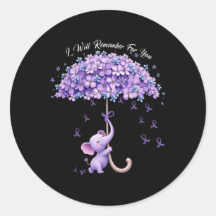 Ill Remember For You Purple Elephant Heimers Aware Classic Round Sticker