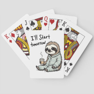 I'll Start Tomorrow Funny Sloth Animal Playing Cards
