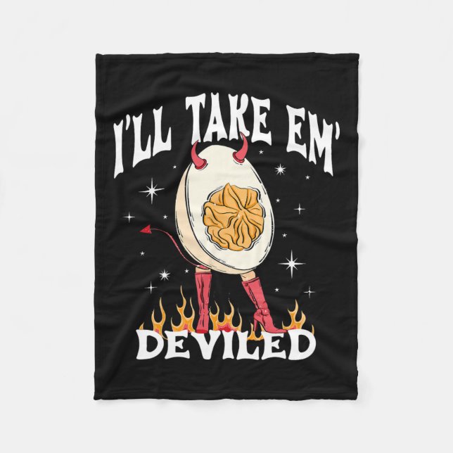I'll Take Em Deviled Autumn Thanksgiving Funny Dev Fleece Blanket (Front)