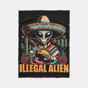 Illegal Alien Funny Cinco De Mayo Western Ufo Funn Fleece Blanket