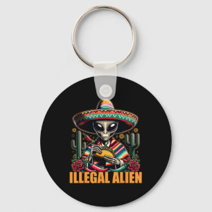 Illegal Alien Funny Cinco De Mayo Western Ufo Funn Keychain