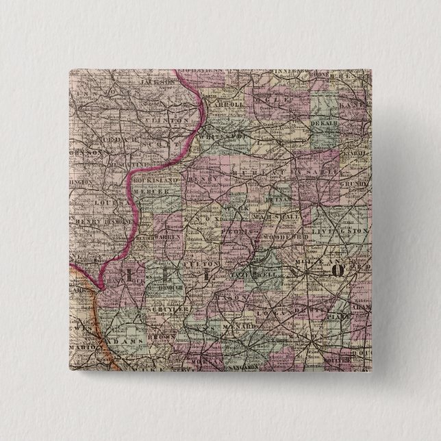 Illinois 10 2 inch square button (Front)