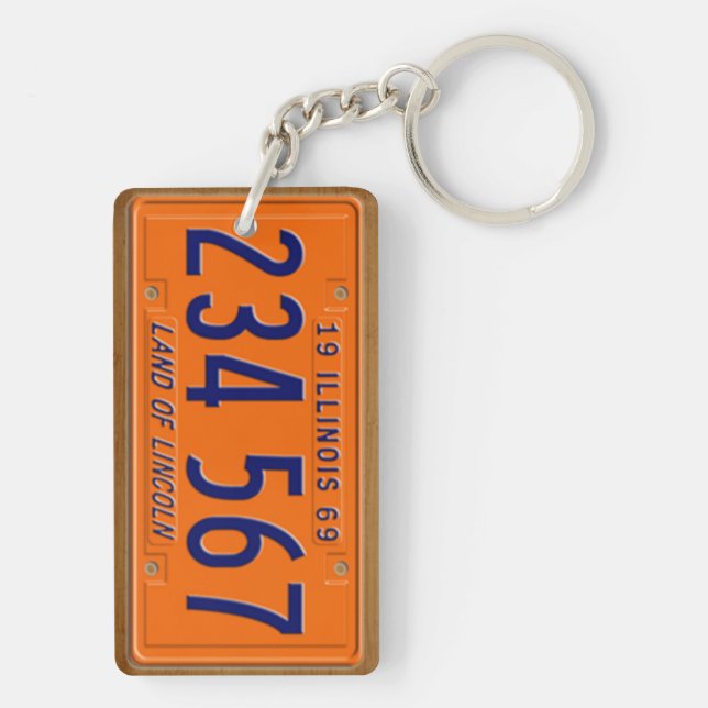 Illinois 1969 Vintage License Plate Keychain (Back)