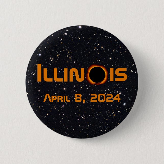 Illinois 2024 Total Solar Eclipse 2 Inch Round Button (Front)