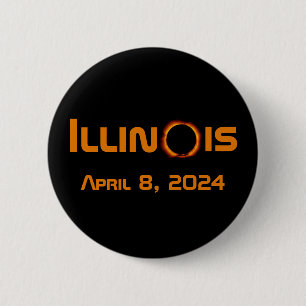 Illinois 2024 Total Solar Eclipse 2 Inch Round Button