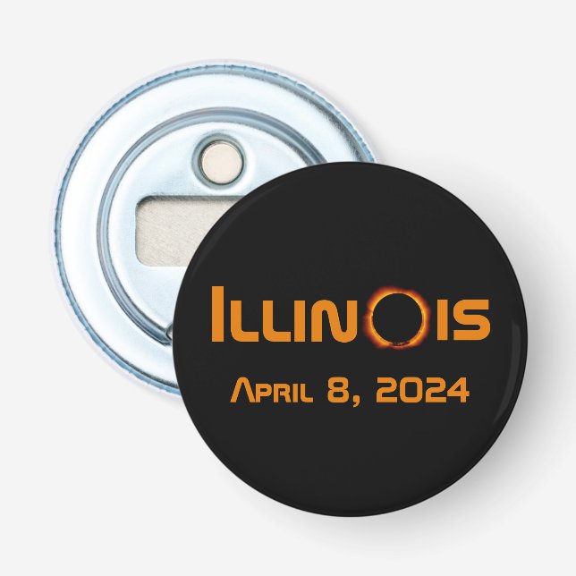 Illinois 2024 Total Solar Eclipse Bottle Opener (Front)