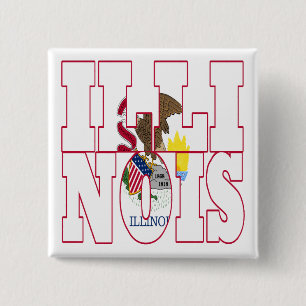Illinois 2 Inch Square Button