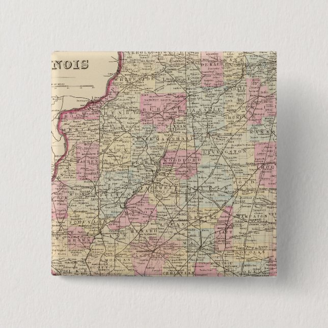 Illinois 8 2 inch square button (Front)