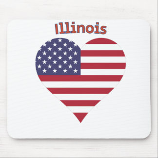 Illinois American Flag Heart Mouse Pad