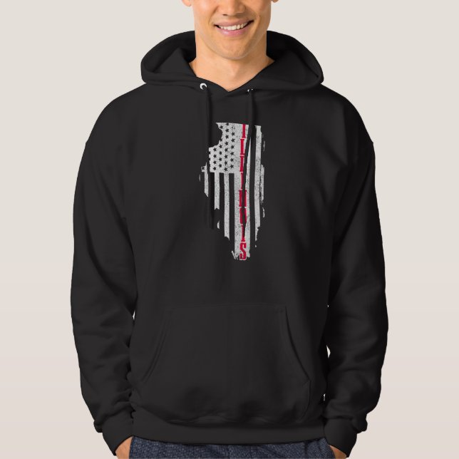 Illinois American Flag State Map Pride Patriotic 4 Hoodie (Front)