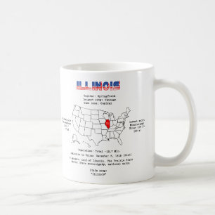 Illinois American state on a map and useful info Coffee Mug