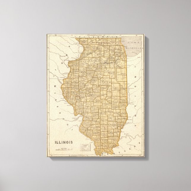 Illinois Atlas Map Canvas Print (Front)