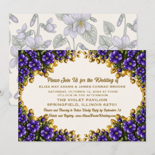 Illinois Blue Violet  Floral Wedding Invitation