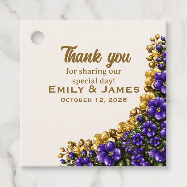 Illinois Blue Violet Wedding Favour Tag (Front)