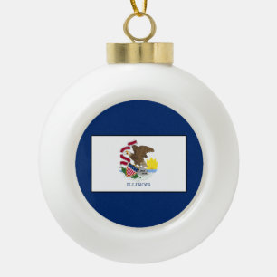 Illinois Ceramic Ball Christmas Ornament