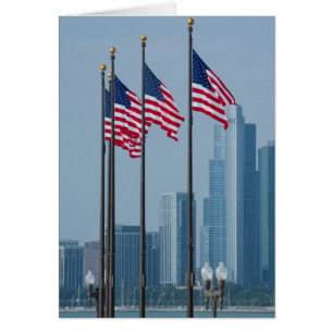 Illinois, Chicago. Navy Pier, drapeaux américains