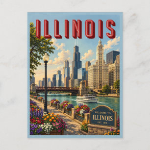 Illinois Chicago River Postcard