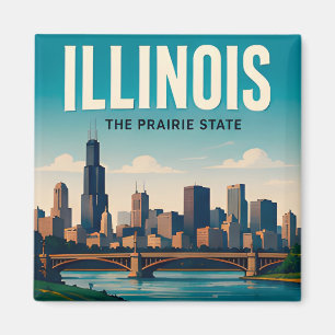 Illinois Chicago Springfield Midwest Travel Magnet