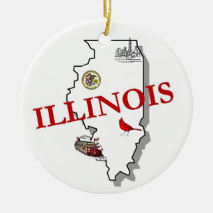 Illinois Christmas Tree Ornament