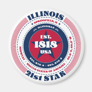 Illinois Circle Typography Souvenir Magnet
