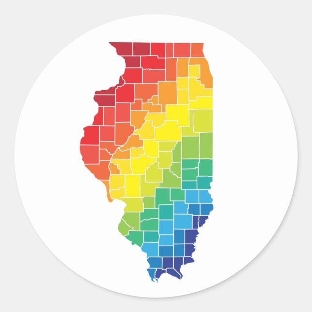 illinois colour counties classic round sticker (Front)