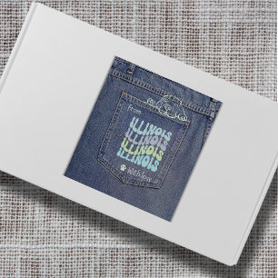 Illinois Dog in Jean Pocket Classic Square Sticker