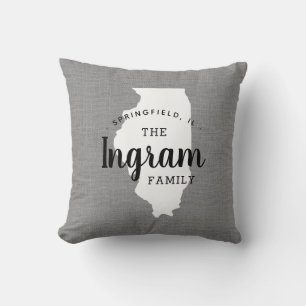Illinois Famille Monogramme Oreiller à lancer d'Ét