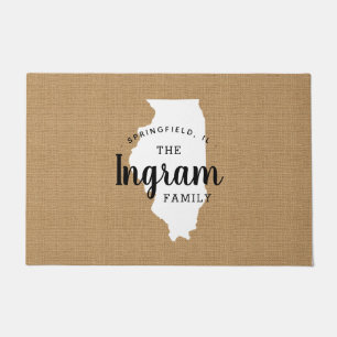 Illinois Family Monogram State Doormat