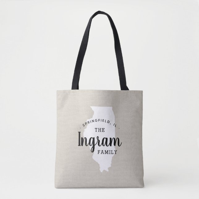 Illinois Family Monogram State Tote Bag (Front)