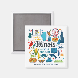 Illinois Family Trip Keepsake Custom Magnet