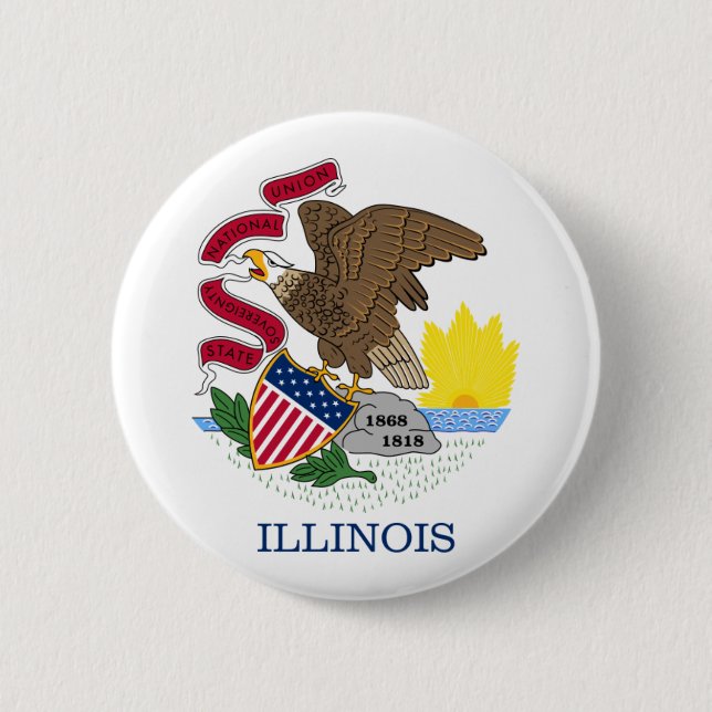 Illinois flag 2 inch round button (Front)