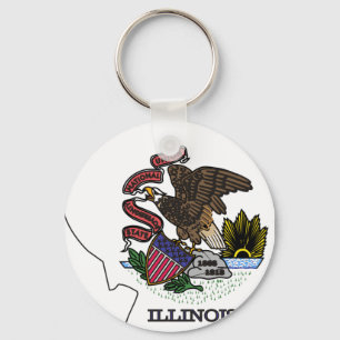 Illinois Flag Map Keychain