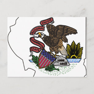 Illinois Flag Map Postcard