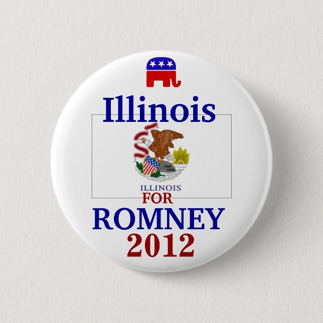 Illinois  for Romney 2012 2 Inch Round Button (Front)