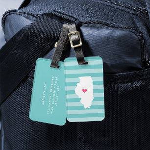 Illinois Heart Home State Luggage Tag