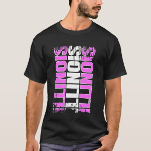 Illinois Home State Pride Pink Grunge Illinois T-Shirt